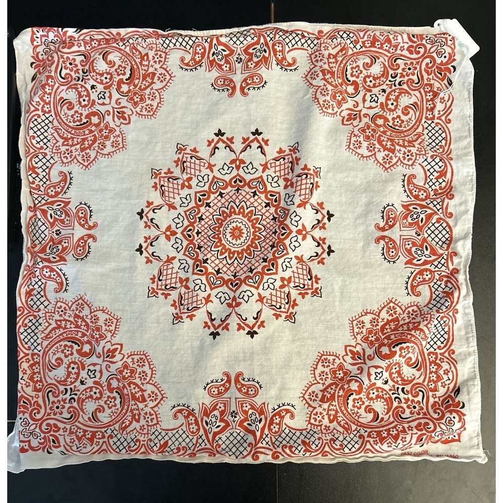 1950s Vintage Beige Rare Fast Color Bandana RN 13960